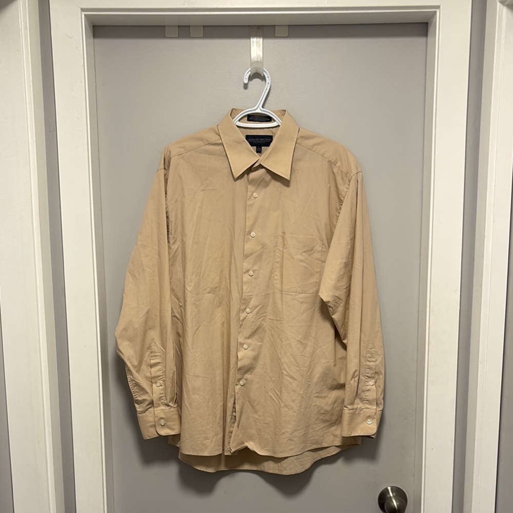 ☀️Giorgio Burtini Men's Tan dress Shirt 16-16 1/2 neck size large